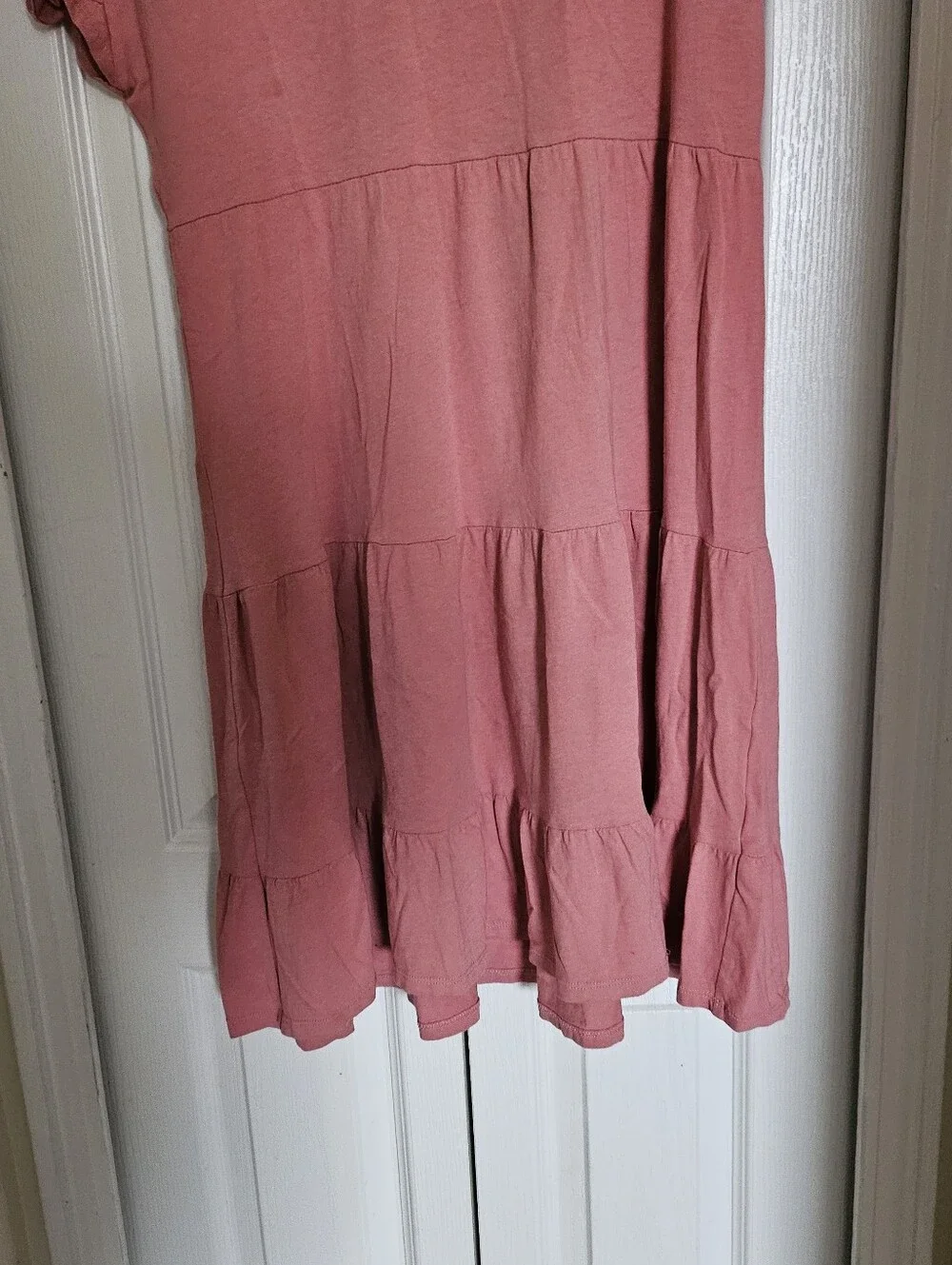 J.Crew XS Pink Tiered Ruffle Sleeve Mini Dress 100% Cotton Casual Re-Imagined